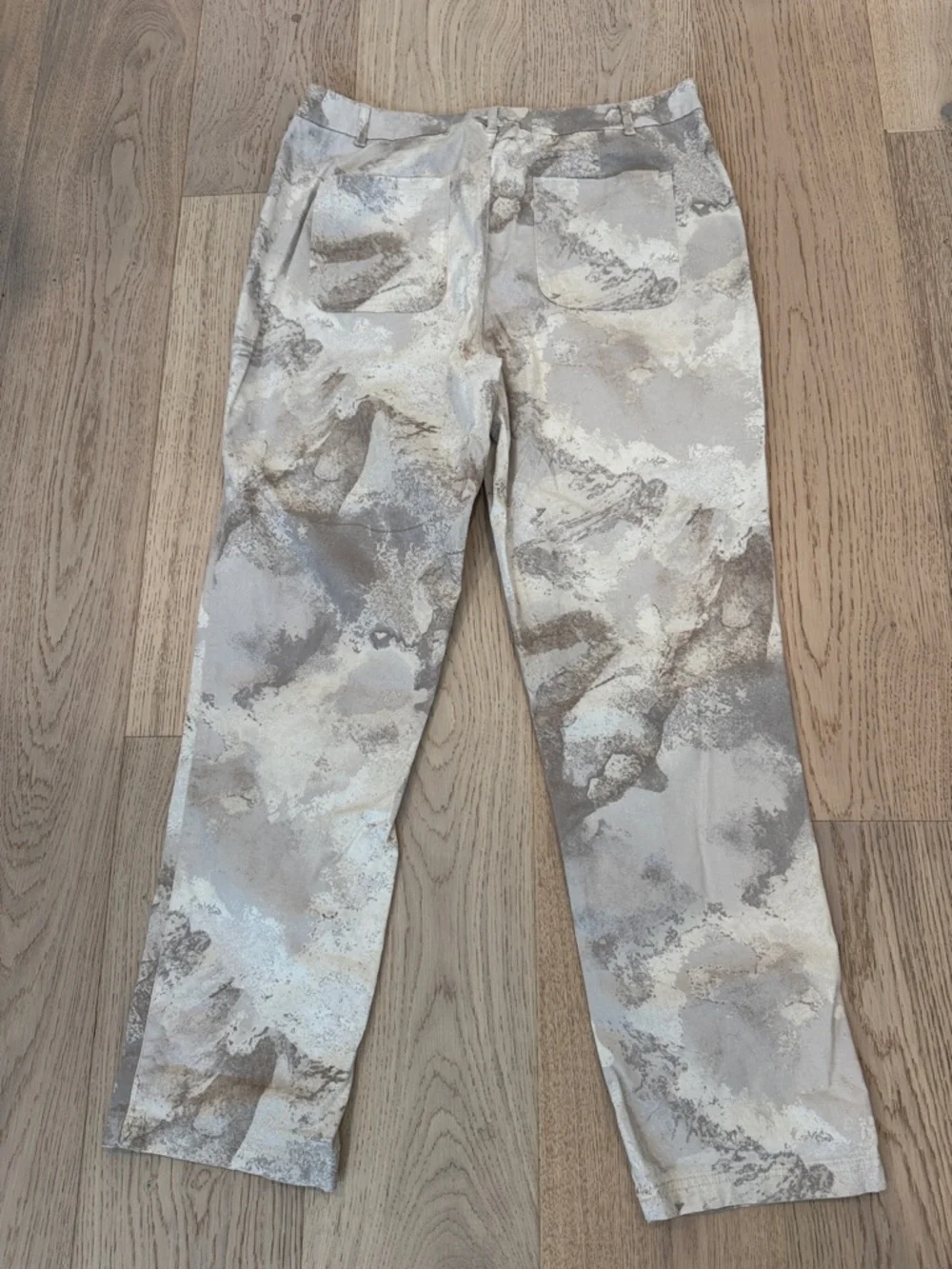Denim & Co Casual Stone Tones Pattern Women's 14 Pants Front Button‎ Zip NWOT